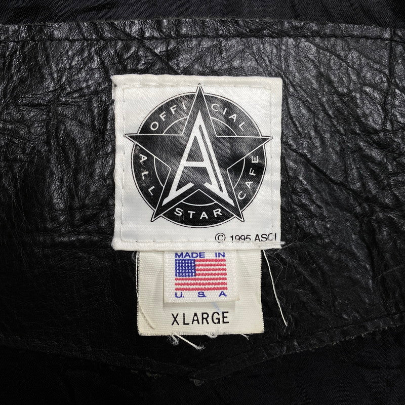 【中古品】【メンズ】 ALL STAR CAFE OFFICIAL オールスターカフェオフィシャル USA製 90S LEATHER VARSITY JACKET レザー バーシティ ジャケット アウター 146-260506-cs-18-izu サイズ：XL カラー：レッド×ブラック 万代Net店