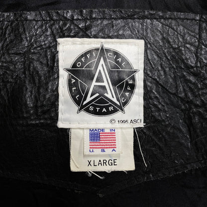 【中古品】【メンズ】 ALL STAR CAFE OFFICIAL オールスターカフェオフィシャル USA製 90S LEATHER VARSITY JACKET レザー バーシティ ジャケット アウター 146-260506-cs-18-izu サイズ：XL カラー：レッド×ブラック 万代Net店