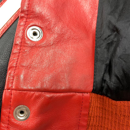【中古品】【メンズ】 ALL STAR CAFE OFFICIAL オールスターカフェオフィシャル USA製 90S LEATHER VARSITY JACKET レザー バーシティ ジャケット アウター 146-260506-cs-18-izu サイズ：XL カラー：レッド×ブラック 万代Net店