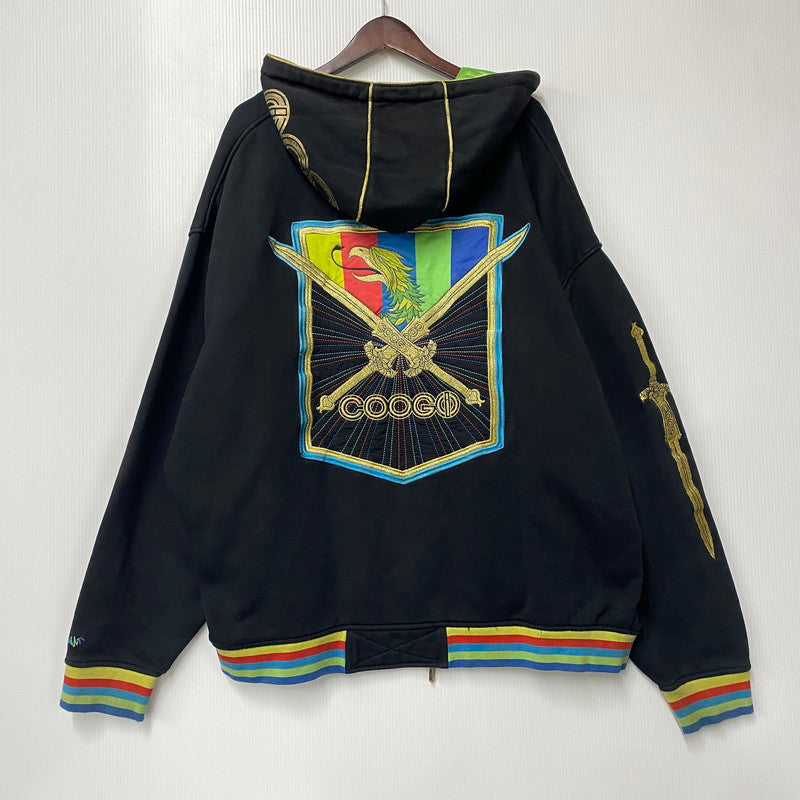 【中古品】【メンズ】 COOGI クージー 刺繍 SWORD FULL ZIP HOODIE ソード フル ジップ フーディー トップス 長袖 146-260518-cs-14-izu サイズ：4XL カラー：ブラック 万代Net店