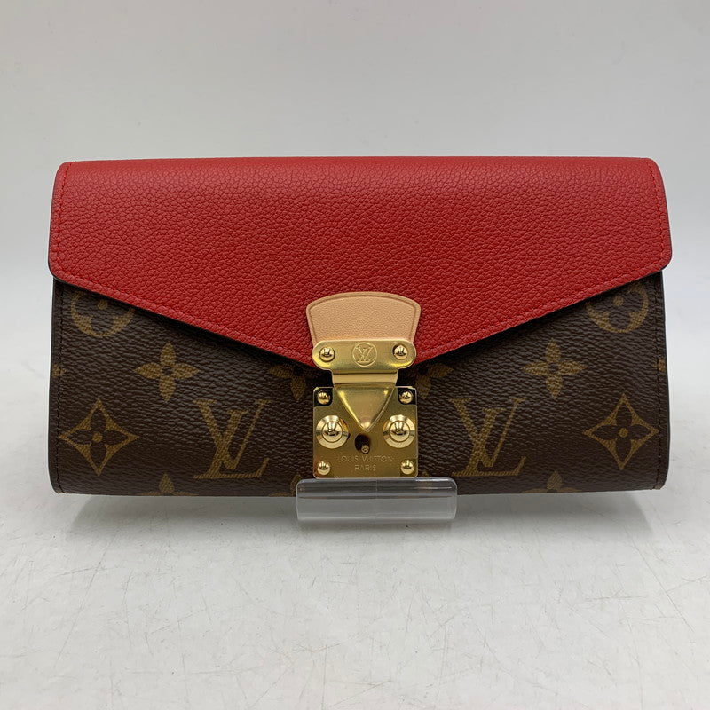 【中古美品】【レディース】 LOUIS VUITTON ルイ・ヴィトン M58414 モノグラム ポルトフォイユ パラス 長財布 財布 179-260506-cs-05-izu カラー：ブラウン×レッド 万代Net店