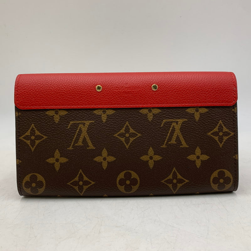【中古美品】【レディース】 LOUIS VUITTON ルイ・ヴィトン M58414 モノグラム ポルトフォイユ パラス 長財布 財布 179-260506-cs-05-izu カラー：ブラウン×レッド 万代Net店