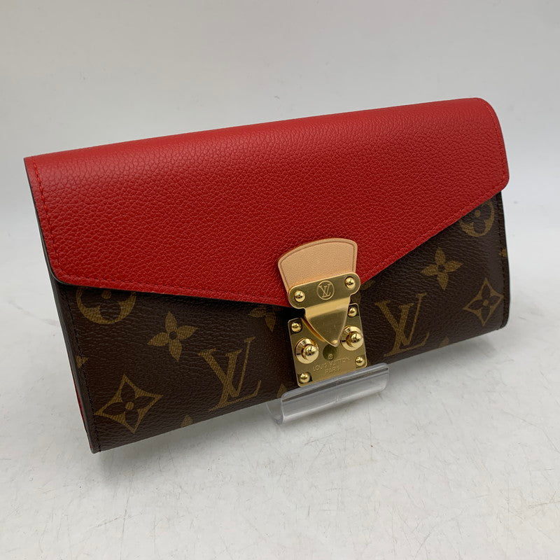 【中古美品】【レディース】 LOUIS VUITTON ルイ・ヴィトン M58414 モノグラム ポルトフォイユ パラス 長財布 財布 179-260506-cs-05-izu カラー：ブラウン×レッド 万代Net店