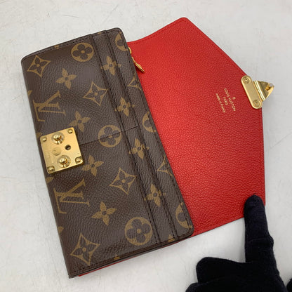 【中古美品】【レディース】 LOUIS VUITTON ルイ・ヴィトン M58414 モノグラム ポルトフォイユ パラス 長財布 財布 179-260506-cs-05-izu カラー：ブラウン×レッド 万代Net店