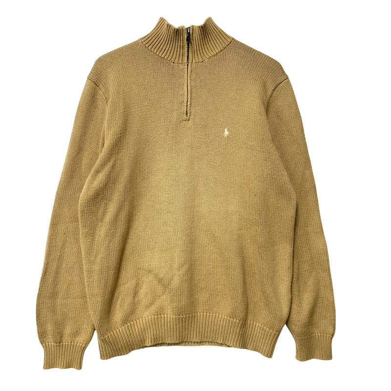 【中古品】【メンズ】 POLO BY RALPH LAUREN ポロバイラルフローレン KR-RL-LM-0160 HALF ZIP COTTON KNIT SWEATER ハーフ ジップ コットン ニット セーター トップス 長袖 146-260517-cs-18-izu サイズ：M カラー：ベージュ 万代Net店