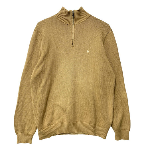 【中古品】【メンズ】 POLO BY RALPH LAUREN ポロバイラルフローレン KR-RL-LM-0160 HALF ZIP COTTON KNIT SWEATER ハーフ ジップ コットン ニット セーター トップス 長袖 146-260517-cs-18-izu サイズ：M カラー：ベージュ 万代Net店