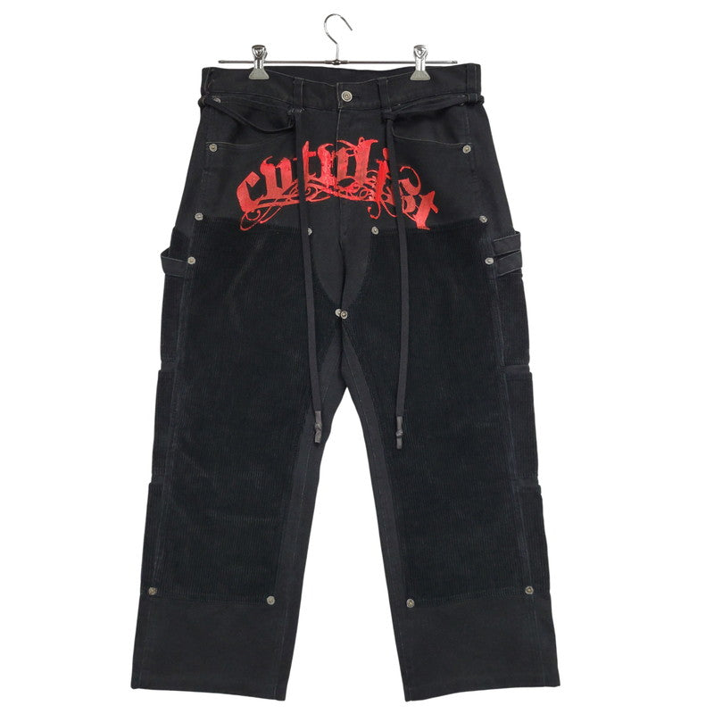 【中古品】【メンズ】 CVTVLIST カタリスト CORDUROY DOUBLEKNEE PAINT PANTS 2101110402 コーデュロイ 切替 ダブルニー ペイント パンツ 153-260508-as-10-izu サイズ：2 カラー：ブラック×レッド 万代Net店