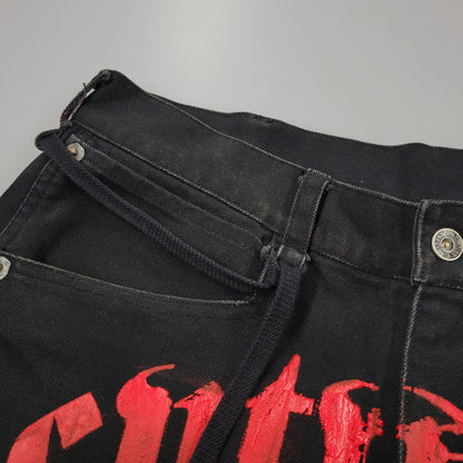 【中古品】【メンズ】 CVTVLIST カタリスト CORDUROY DOUBLEKNEE PAINT PANTS 2101110402 コーデュロイ 切替 ダブルニー ペイント パンツ 153-260508-as-10-izu サイズ：2 カラー：ブラック×レッド 万代Net店
