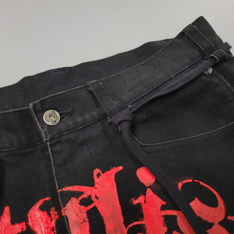 【中古品】【メンズ】 CVTVLIST カタリスト CORDUROY DOUBLEKNEE PAINT PANTS 2101110402 コーデュロイ 切替 ダブルニー ペイント パンツ 153-260508-as-10-izu サイズ：2 カラー：ブラック×レッド 万代Net店