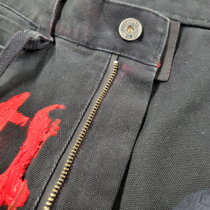 【中古品】【メンズ】 CVTVLIST カタリスト CORDUROY DOUBLEKNEE PAINT PANTS 2101110402 コーデュロイ 切替 ダブルニー ペイント パンツ 153-260508-as-10-izu サイズ：2 カラー：ブラック×レッド 万代Net店