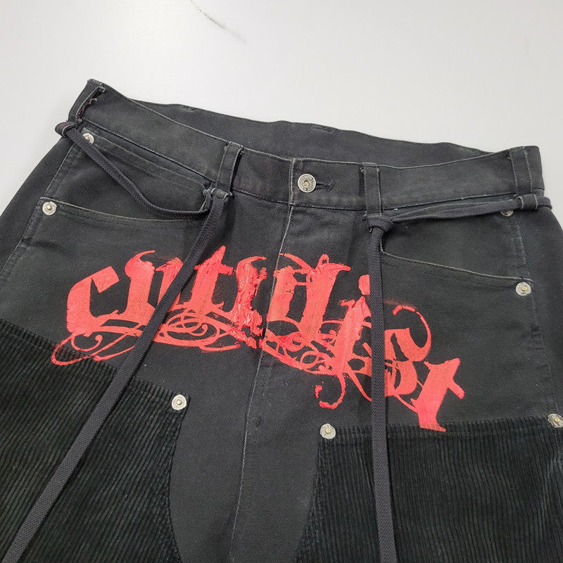 【中古品】【メンズ】 CVTVLIST カタリスト CORDUROY DOUBLEKNEE PAINT PANTS 2101110402 コーデュロイ 切替 ダブルニー ペイント パンツ 153-260508-as-10-izu サイズ：2 カラー：ブラック×レッド 万代Net店