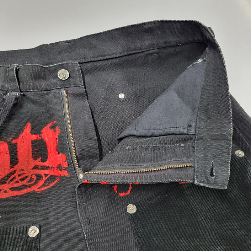 【中古品】【メンズ】 CVTVLIST カタリスト CORDUROY DOUBLEKNEE PAINT PANTS 2101110402 コーデュロイ 切替 ダブルニー ペイント パンツ 153-260508-as-10-izu サイズ：2 カラー：ブラック×レッド 万代Net店