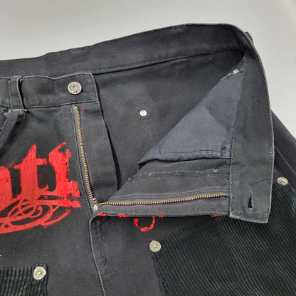 【中古品】【メンズ】 CVTVLIST カタリスト CORDUROY DOUBLEKNEE PAINT PANTS 2101110402 コーデュロイ 切替 ダブルニー ペイント パンツ 153-260508-as-10-izu サイズ：2 カラー：ブラック×レッド 万代Net店