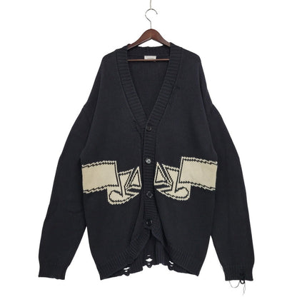 【中古品】【メンズ】 ASKYURSELF アスクユアセルフ CHUNKY BANNED KNIT CARDIGAN チャンキー バーンド ニット カーディガン トップス 長袖 142-260509-cs-15-izu サイズ：XL カラー：ブラック 万代Net店
