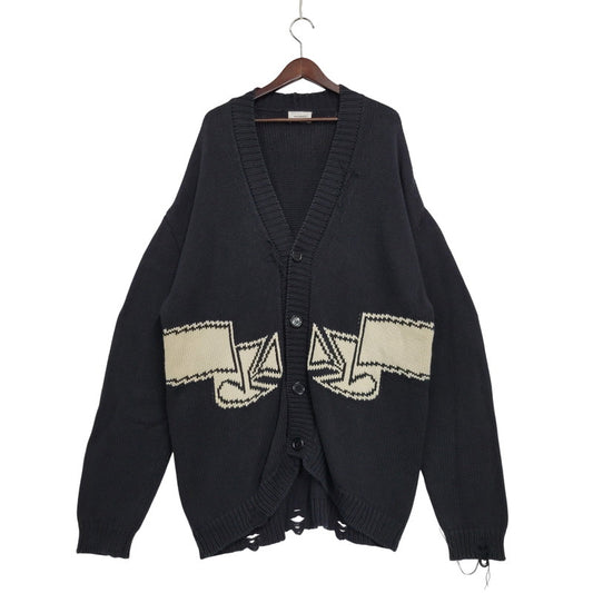 【中古品】【メンズ】 ASKYURSELF アスクユアセルフ CHUNKY BANNED KNIT CARDIGAN チャンキー バーンド ニット カーディガン トップス 長袖 142-260509-cs-15-izu サイズ：XL カラー：ブラック 万代Net店