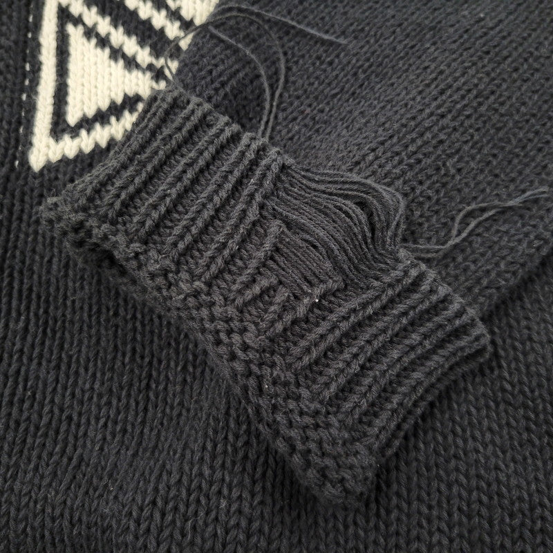 【中古品】【メンズ】 ASKYURSELF アスクユアセルフ CHUNKY BANNED KNIT CARDIGAN チャンキー バーンド ニット カーディガン トップス 長袖 142-260509-cs-15-izu サイズ：XL カラー：ブラック 万代Net店