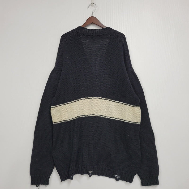 【中古品】【メンズ】 ASKYURSELF アスクユアセルフ CHUNKY BANNED KNIT CARDIGAN チャンキー バーンド ニット カーディガン トップス 長袖 142-260509-cs-15-izu サイズ：XL カラー：ブラック 万代Net店