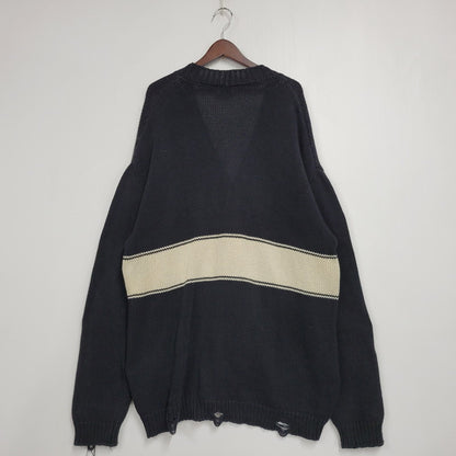 【中古品】【メンズ】 ASKYURSELF アスクユアセルフ CHUNKY BANNED KNIT CARDIGAN チャンキー バーンド ニット カーディガン トップス 長袖 142-260509-cs-15-izu サイズ：XL カラー：ブラック 万代Net店