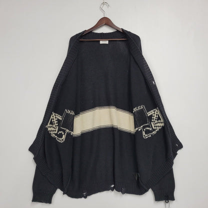 【中古品】【メンズ】 ASKYURSELF アスクユアセルフ CHUNKY BANNED KNIT CARDIGAN チャンキー バーンド ニット カーディガン トップス 長袖 142-260509-cs-15-izu サイズ：XL カラー：ブラック 万代Net店