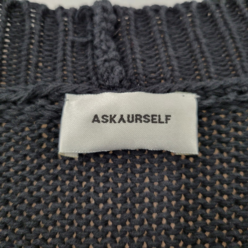 【中古品】【メンズ】 ASKYURSELF アスクユアセルフ CHUNKY BANNED KNIT CARDIGAN チャンキー バーンド ニット カーディガン トップス 長袖 142-260509-cs-15-izu サイズ：XL カラー：ブラック 万代Net店