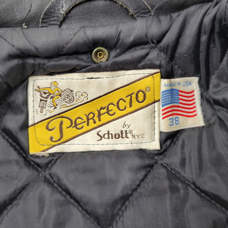 【現状渡し品】【メンズ】 SCHOTT ショット PERFECTO USA製 DOUBLE RIDERS JACKET パーフェクト ダブル ライダース ジャケット アウター 145-260509-cs-14-izu サイズ：38 カラー：ブラック 万代Net店