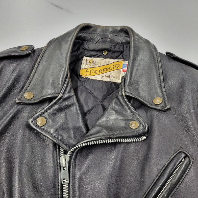 【現状渡し品】【メンズ】 SCHOTT ショット PERFECTO USA製 DOUBLE RIDERS JACKET パーフェクト ダブル ライダース ジャケット アウター 145-260509-cs-14-izu サイズ：38 カラー：ブラック 万代Net店