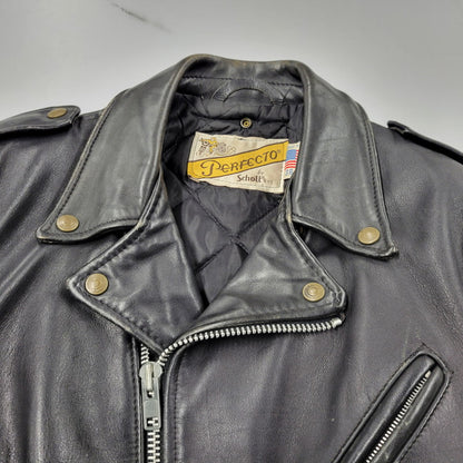 【現状渡し品】【メンズ】 SCHOTT ショット PERFECTO USA製 DOUBLE RIDERS JACKET パーフェクト ダブル ライダース ジャケット アウター 145-260509-cs-14-izu サイズ：38 カラー：ブラック 万代Net店
