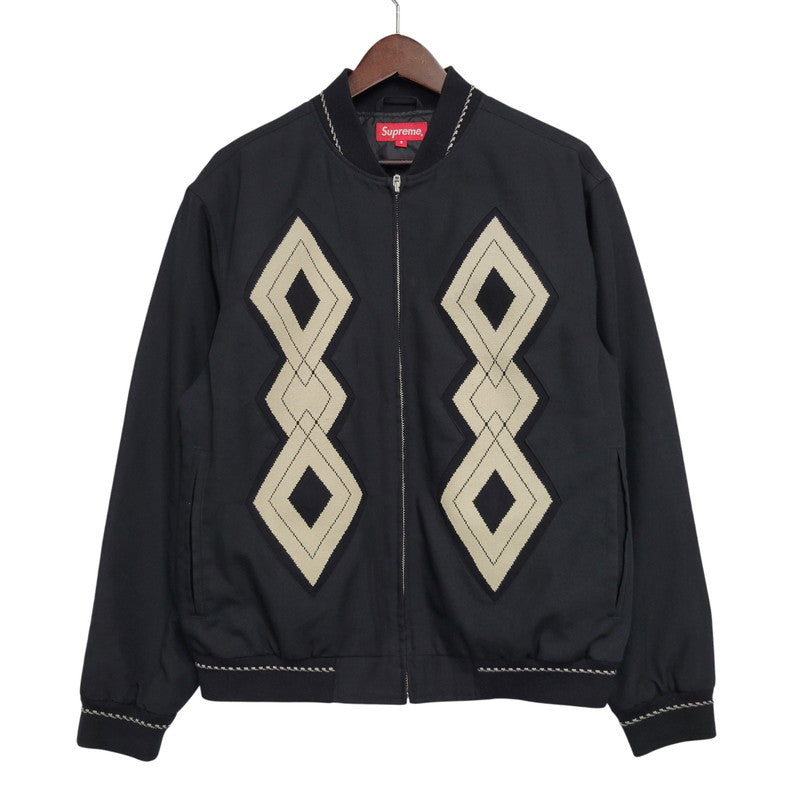 【中古品】【メンズ】 SUPREME シュプリーム 18AW DIAMOND RAYON BOMBER JACKET ダイアモンド レーヨン ボンバー ジャケット アウター 149-260509-cs-23-izu サイズ：S カラー：ブラック 万代Net店