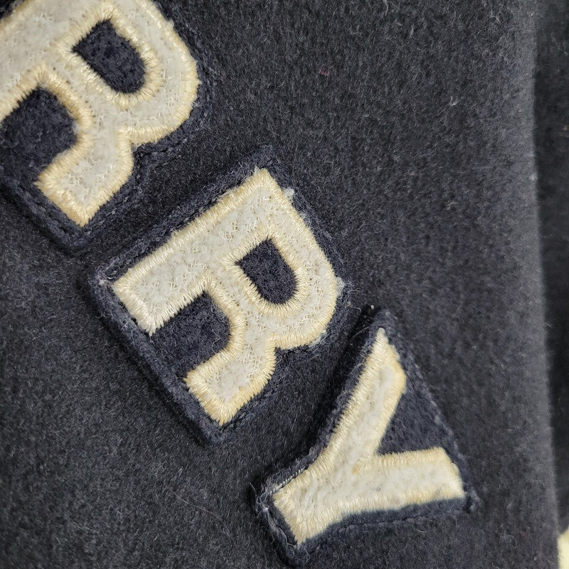 【現状渡し品】【メンズ】 FRED PERRY フレッドペリー スポーツ ウェア 90S 日本製 PATCH EMBROIDERY WOOL パッチ エンブロイダリー ウール × LEATHER STADIUM JACKET レザー スタジアム ジャケット アウター 146-260507-ya-03-izu サイズ：L カラー：BLACK×BEIGE 万代Net店