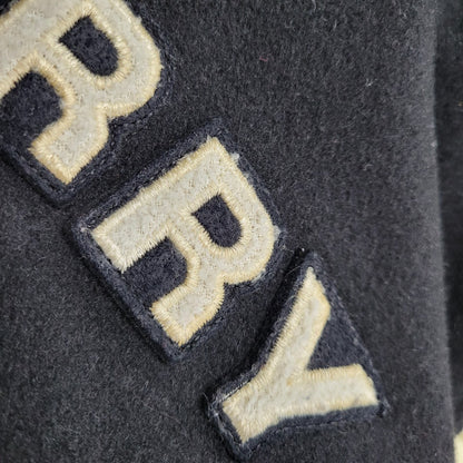 【現状渡し品】【メンズ】 FRED PERRY フレッドペリー スポーツ ウェア 90S 日本製 PATCH EMBROIDERY WOOL パッチ エンブロイダリー ウール × LEATHER STADIUM JACKET レザー スタジアム ジャケット アウター 146-260507-ya-03-izu サイズ：L カラー：BLACK×BEIGE 万代Net店
