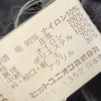 【現状渡し品】【メンズ】 FRED PERRY フレッドペリー スポーツ ウェア 90S 日本製 PATCH EMBROIDERY WOOL パッチ エンブロイダリー ウール × LEATHER STADIUM JACKET レザー スタジアム ジャケット アウター 146-260507-ya-03-izu サイズ：L カラー：BLACK×BEIGE 万代Net店