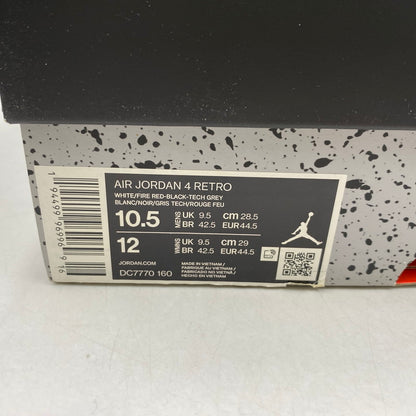 【中古品】【メンズ】 NIKE ナイキ AIR JORDAN 4 RETRO DC7770-160 エア ジョーダン 4 レトロ スニーカー シューズ 靴 160-260511-as-25-izu サイズ：28.5cm カラー：WHITE/FIRE RED-BLACK-TECH GREY 万代Net店