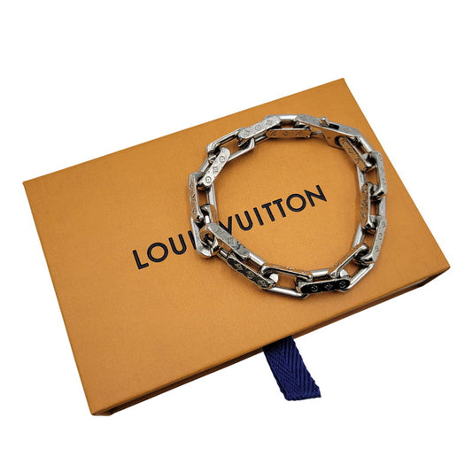 【中古品】【メンズ/レディース】 LOUIS VUITTON ルイ・ヴィトン M64224 コリエ・チェーン モノグラム ブレスレット 179-260508-kh-15-izu サイズ：L カラー：シルバー 万代Net店