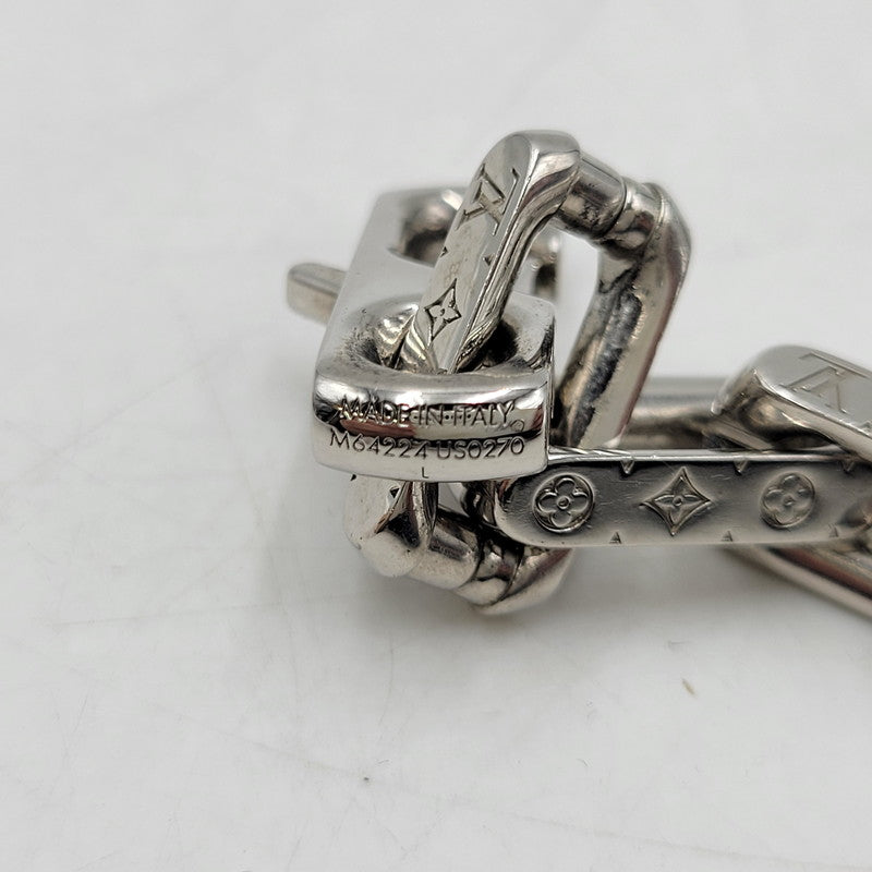 【中古品】【メンズ/レディース】 LOUIS VUITTON ルイ・ヴィトン M64224 コリエ・チェーン モノグラム ブレスレット 179-260508-kh-15-izu サイズ：L カラー：シルバー 万代Net店