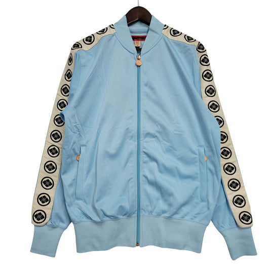 【中古品】【メンズ】 YAMANE ヤマネ 家紋×バス DOWLICK 刺繍 SIDE LINE TRACK JACKET サイドライン トラック ジャケット 145-260509-cs-18-izu サイズ：40 カラー：ライトブルー 万代Net店