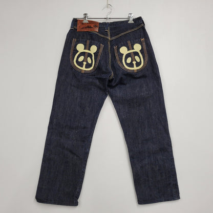 【中古品】【メンズ】 YAMANE ヤマネ PRINT DENIM PANTS G86RR LOT 1926 プリント デニムパンツ Wパンダ ジーンズ 156-260508-as-05-izu サイズ：33×33 カラー：インディゴ 万代Net店