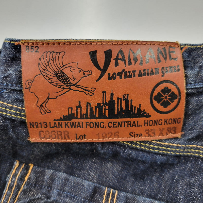 【中古品】【メンズ】 YAMANE ヤマネ PRINT DENIM PANTS G86RR LOT 1926 プリント デニムパンツ Wパンダ ジーンズ 156-260508-as-05-izu サイズ：33×33 カラー：インディゴ 万代Net店