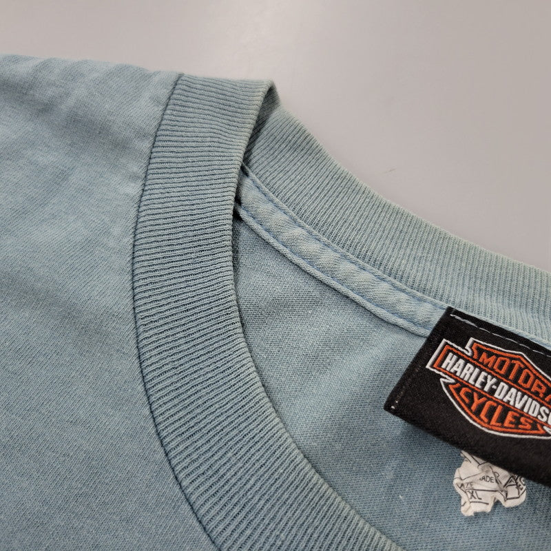 【中古品】【メンズ】 HARLEY DAVIDSON ハーレーダビッドソン JAMAICA MARLIN BIKE BACK PRINT S/S TEE バックプリント 半袖 Tシャツ 146-260522-ka-01-izu サイズ：2XL カラー：ライトブルー 万代Net店