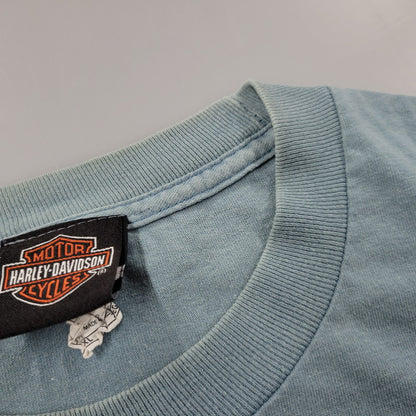 【中古品】【メンズ】 HARLEY DAVIDSON ハーレーダビッドソン JAMAICA MARLIN BIKE BACK PRINT S/S TEE バックプリント 半袖 Tシャツ 146-260522-ka-01-izu サイズ：2XL カラー：ライトブルー 万代Net店