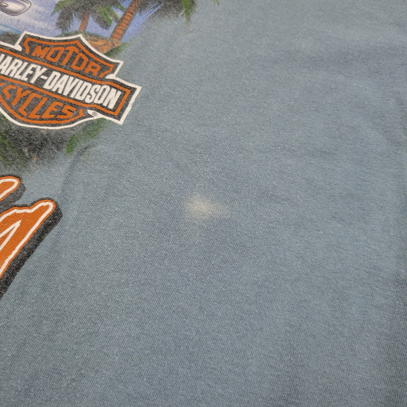【中古品】【メンズ】 HARLEY DAVIDSON ハーレーダビッドソン JAMAICA MARLIN BIKE BACK PRINT S/S TEE バックプリント 半袖 Tシャツ 146-260522-ka-01-izu サイズ：2XL カラー：ライトブルー 万代Net店