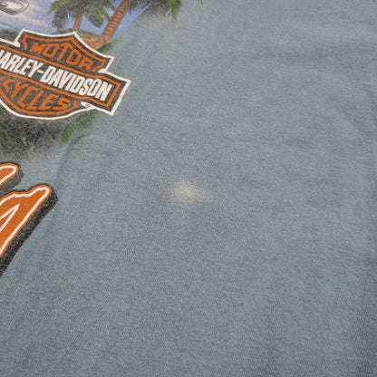 【中古品】【メンズ】 HARLEY DAVIDSON ハーレーダビッドソン JAMAICA MARLIN BIKE BACK PRINT S/S TEE バックプリント 半袖 Tシャツ 146-260522-ka-01-izu サイズ：2XL カラー：ライトブルー 万代Net店