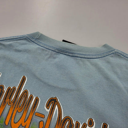 【中古品】【メンズ】 HARLEY DAVIDSON ハーレーダビッドソン JAMAICA MARLIN BIKE BACK PRINT S/S TEE バックプリント 半袖 Tシャツ 146-260522-ka-01-izu サイズ：2XL カラー：ライトブルー 万代Net店