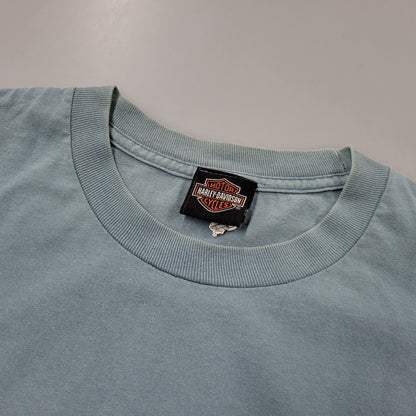 【中古品】【メンズ】 HARLEY DAVIDSON ハーレーダビッドソン JAMAICA MARLIN BIKE BACK PRINT S/S TEE バックプリント 半袖 Tシャツ 146-260522-ka-01-izu サイズ：2XL カラー：ライトブルー 万代Net店