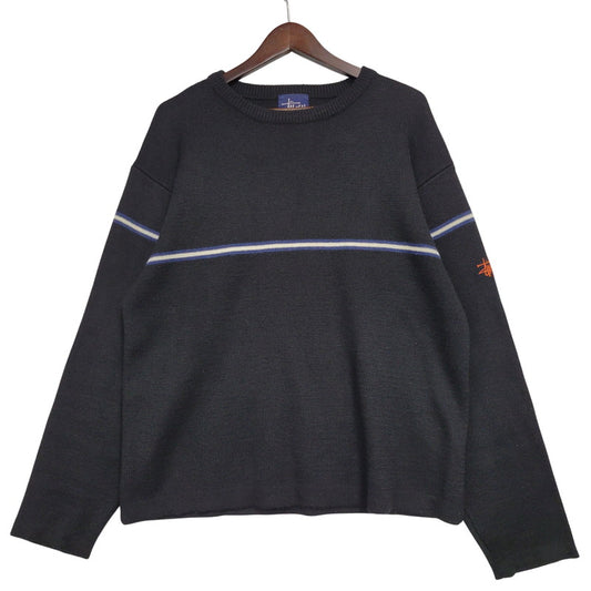 【中古品】【メンズ】 OLD STUSSY オールドステューシー S80 紺タグ 90-00S FRONT LINE KNIT フロント ライン ニット トップス 長袖 142-260511-cs-11-izu サイズ：L カラー：ブラック 万代Net店