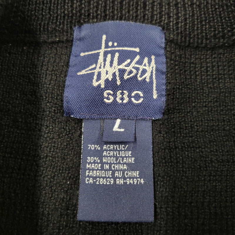 【中古品】【メンズ】 OLD STUSSY オールドステューシー S80 紺タグ 90-00S FRONT LINE KNIT フロント ライン ニット トップス 長袖 142-260511-cs-11-izu サイズ：L カラー：ブラック 万代Net店