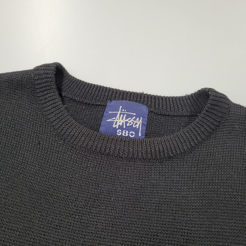 【中古品】【メンズ】 OLD STUSSY オールドステューシー S80 紺タグ 90-00S FRONT LINE KNIT フロント ライン ニット トップス 長袖 142-260511-cs-11-izu サイズ：L カラー：ブラック 万代Net店