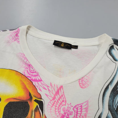 【中古品】【レディース】 CHRISTIAN AUDIGIER クリスチャンオードジェー VNECK LINESTONE SCULL TEE Vネック 半袖 Tシャツ 141-260522-ka-03-izu サイズ：L カラー：マルチ 万代Net店