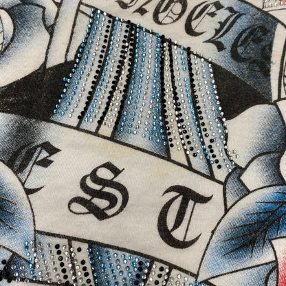 【中古品】【メンズ】 CHRISTIAN AUDIGIER クリスチャンオードジェー LINESTONE LA TEE ラインストーン エルエー ティー トップス 半袖 141-260522-cs-01-izu サイズ：S カラー：ホワイト 万代Net店