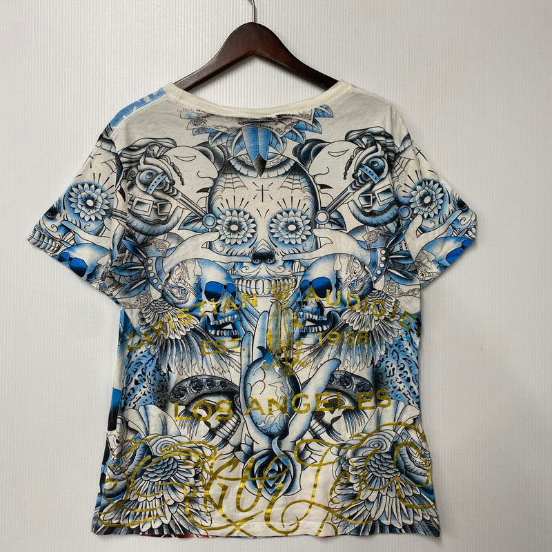 【中古品】【メンズ】 CHRISTIAN AUDIGIER クリスチャンオードジェー LINESTONE LA TEE ラインストーン エルエー ティー トップス 半袖 141-260522-cs-01-izu サイズ：S カラー：ホワイト 万代Net店