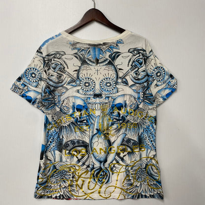 【中古品】【メンズ】 CHRISTIAN AUDIGIER クリスチャンオードジェー LINESTONE LA TEE ラインストーン エルエー ティー トップス 半袖 141-260522-cs-01-izu サイズ：S カラー：ホワイト 万代Net店